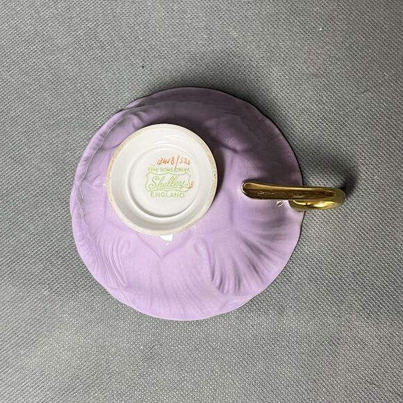 Vintage Shelley Oleander Summer Glory Teacup & Saucer Lilac w/24k Gold Trim - Picture 13 of 14
